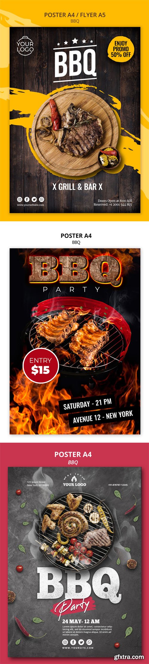 Barbeque BBQ Poster A4 / Flyer A5 PSD Templates Barbeque BBQ Poster A4 / Flyer A5 PSD Templates