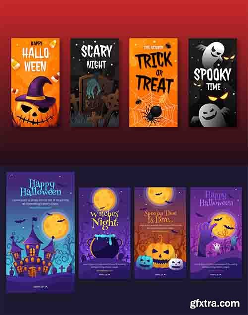 Realistic halloween instagram stories collection