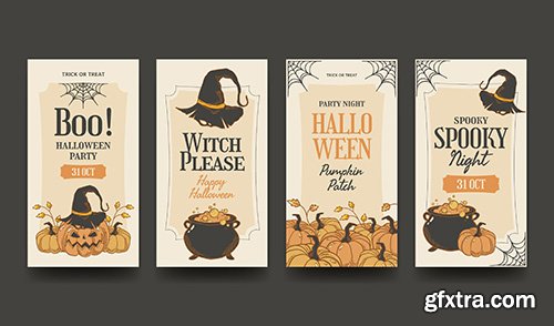 Hand-drawn halloween instagram stories collection