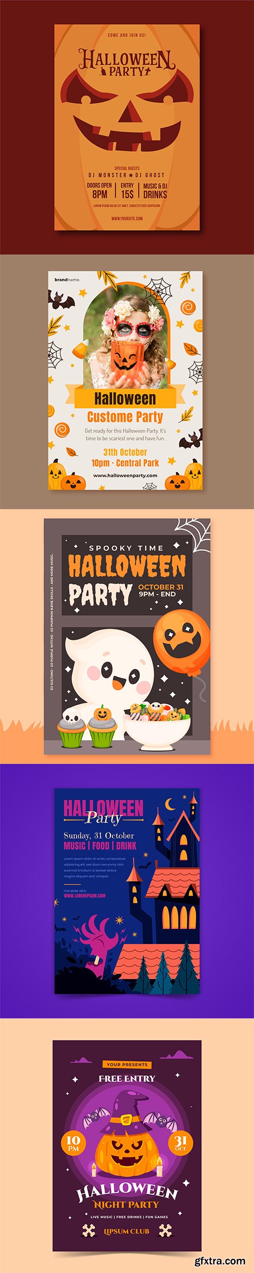 Realistic halloween party vertical flyer template vol4