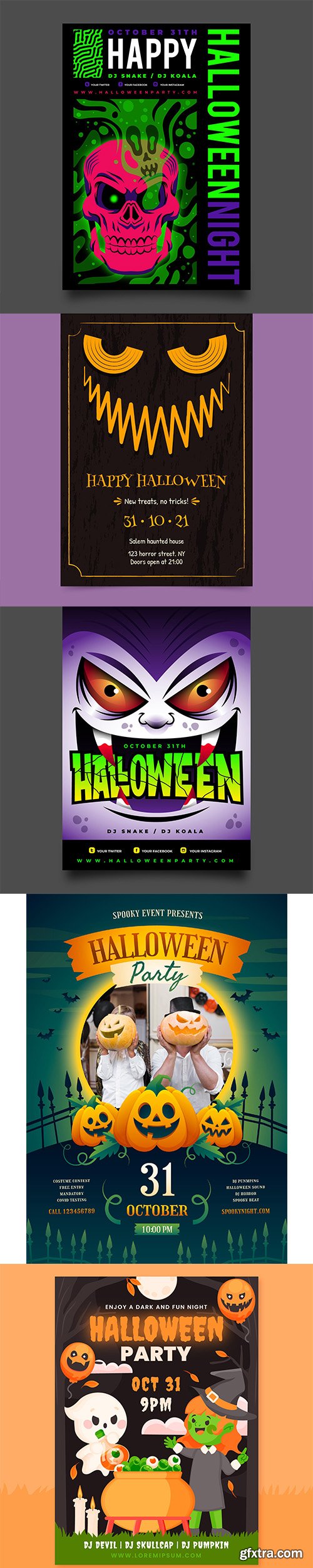 Realistic halloween party vertical flyer template vol6