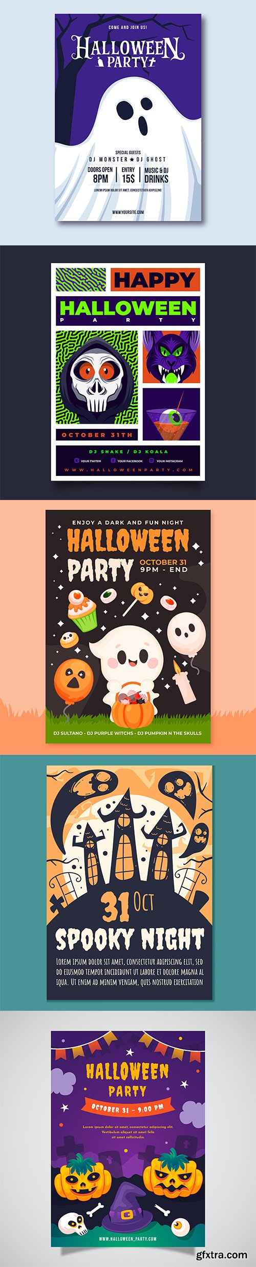 Realistic halloween party vertical flyer template vol5