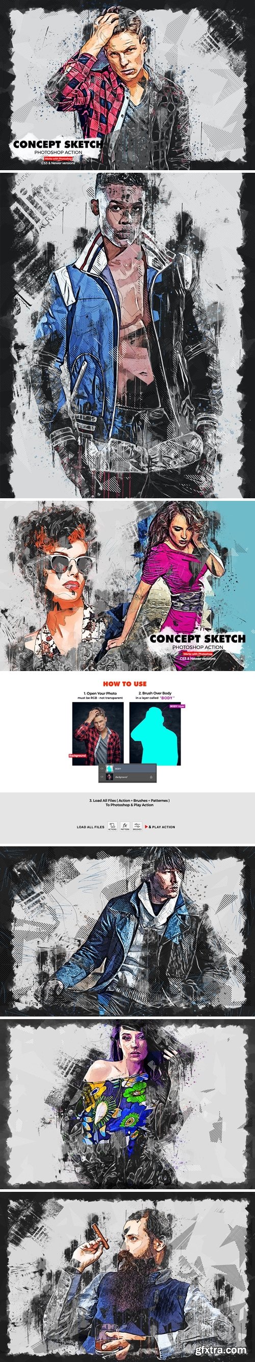 GraphicRiver - Concept Sketch Photoshop Action 34023427