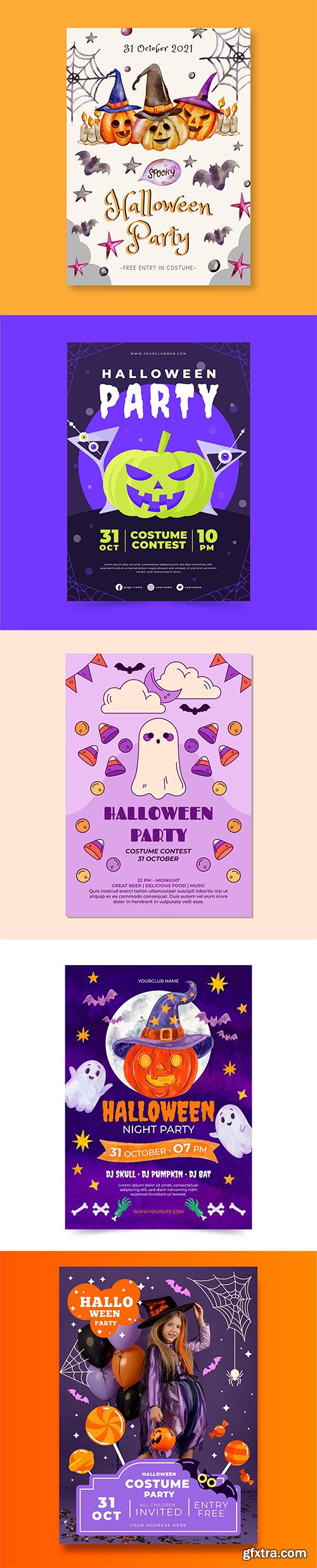Realistic halloween party vertical flyer template vol 8