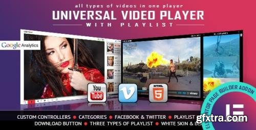 CodeCanyon - Universal Video Player - YouTube/Vimeo/Self-Hosted - Elementor Widget v1.3.0 - 31115222