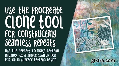 Clone Tool for Constructing Seamless Repeat Patterns in Procreate with 25 Brushes Included