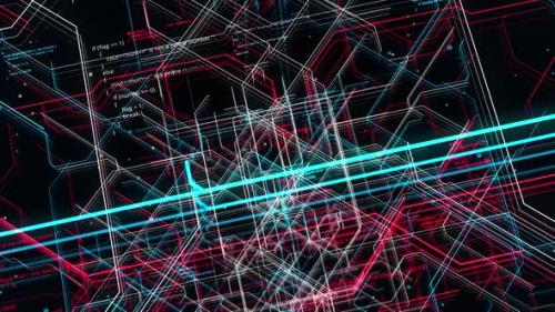 Videohive - Technological high tech background of a complex tunnel made by colorful narrow lines - 34168406 - 34168406