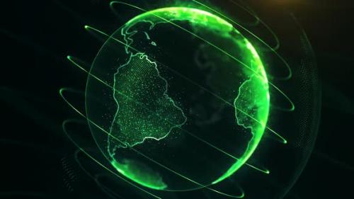 Videohive - Planet earth rotating on a black background, future technology business concept - 34168423 - 34168423