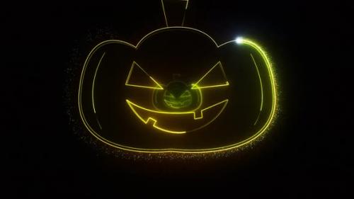 Videohive - Neon Pumpkins Loopable Animation - 34187663 - 34187663