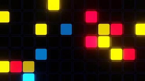 Videohive - Falling Neon Cubes on the Disco Panel - 34192102 - 34192102