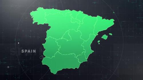 Videohive - Digital Tech Spain Map Front View - 34160839 - 34160839