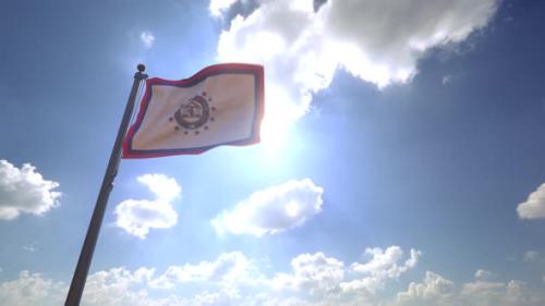 Videohive - Savannah City Flag (Georgia) on a Flagpole V4 - 4K - 34163152 - 34163152