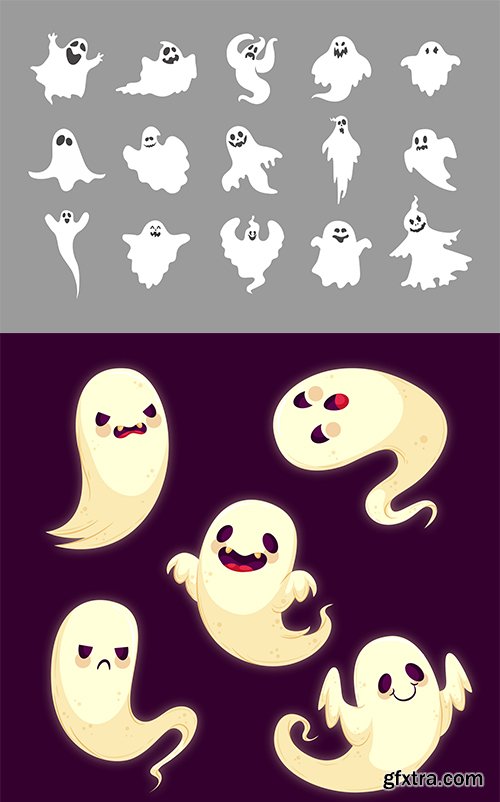 Flat halloween ghost collection