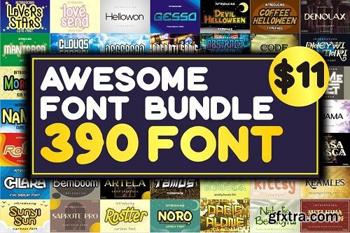 Awesome Font Bundle - 390 Premium Fonts Awesome Font Bundle - 390 Premium Fonts