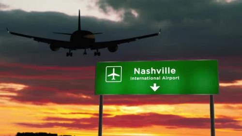Videohive - Plane landing in Nashville Tennessee, USA airport - 34238770 - 34238770
