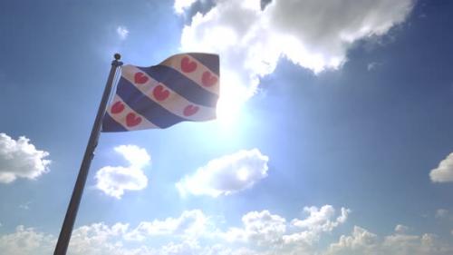 Videohive - Friesland Flag (Netherlands) on a Flagpole V4 - 4K - 34257735 - 34257735