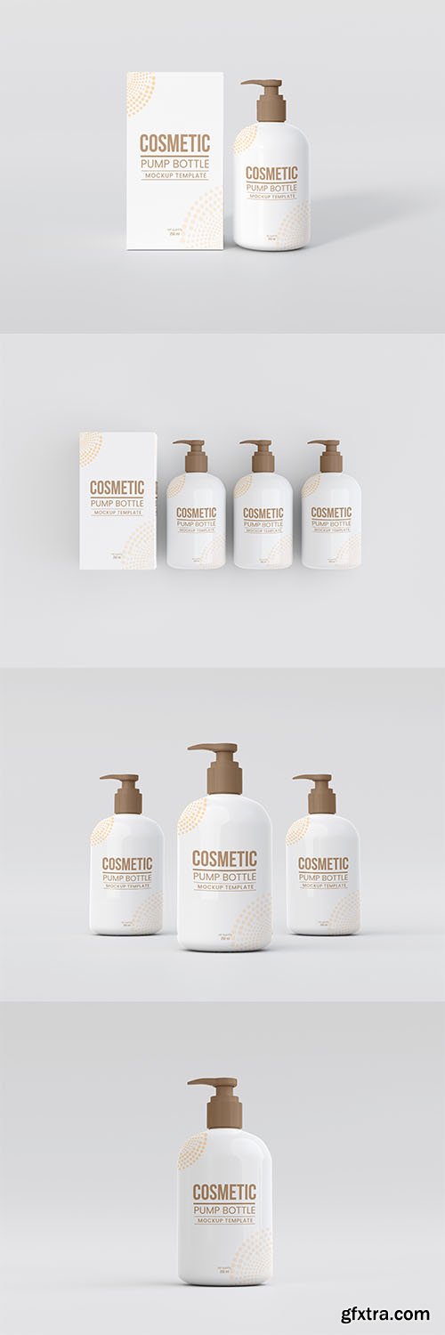 Cosmetic pump bottle with box mockup