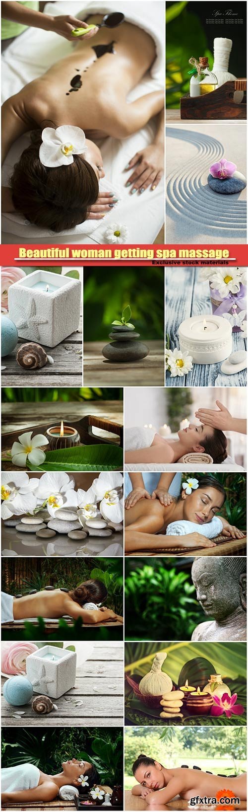 Beautiful woman getting spa massage in spa salon, spa background