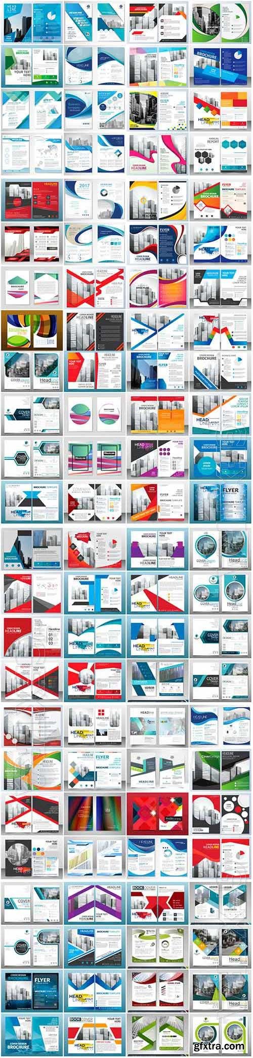 100 Bundle business brochures and flyers in vector vol 2