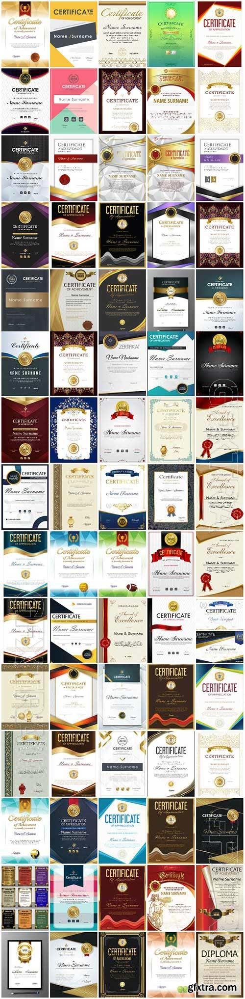100 Bundle diplomas and certificates in vector vol 2