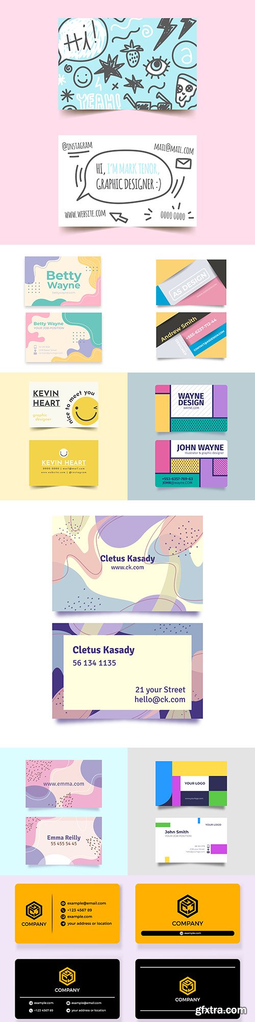 Business cards pastel gradient design template