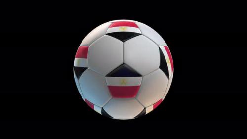 Videohive - Soccer ball with flag Egypt, on black background loop alpha - 34344090 - 34344090