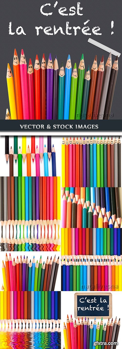 School colored pencils decorative background