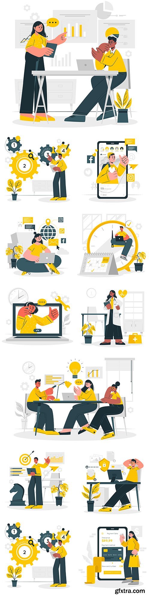 Business people and office work concept flat illustration