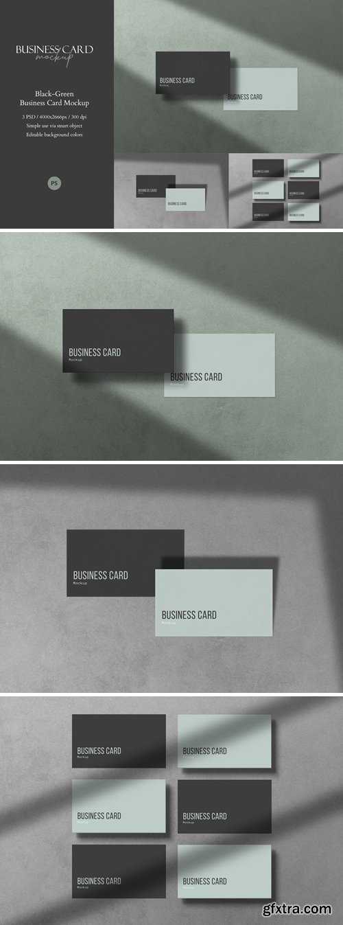 Black-Green Business Card Mockup