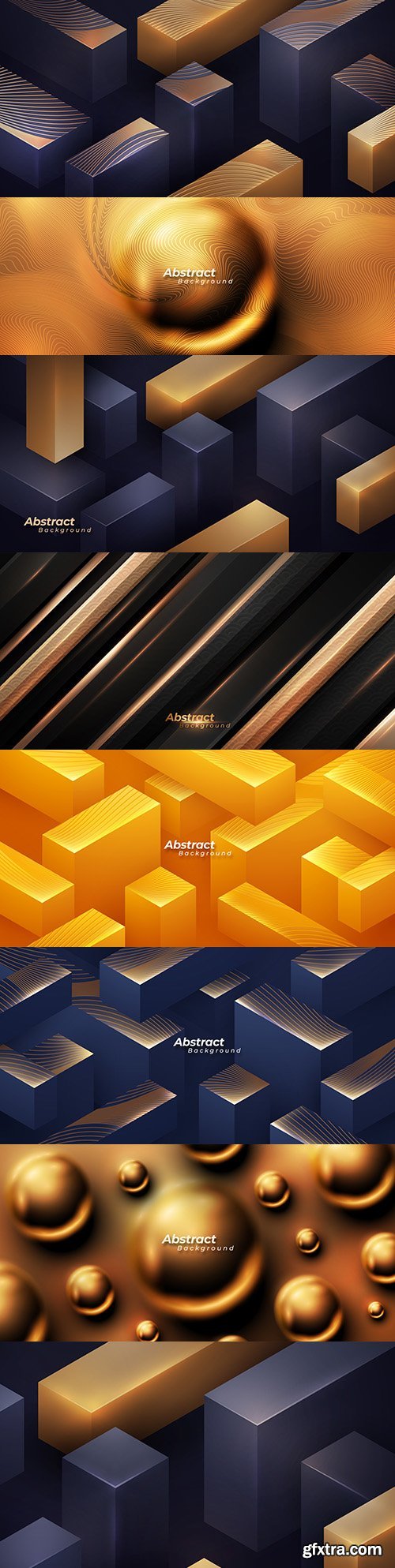 Golden abstract flickering balls and geometric background