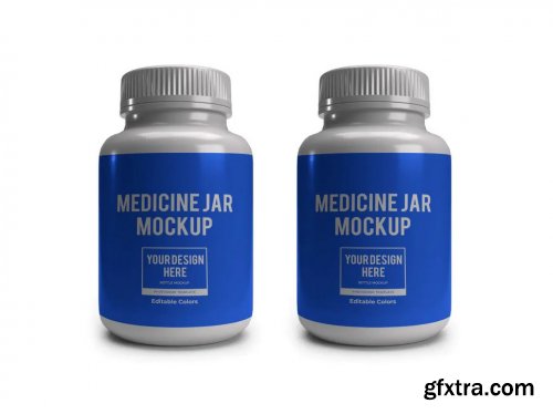 Medicine Plastic Bottle Jar Mockup Template Set