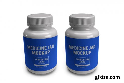 Medicine Plastic Bottle Jar Mockup Template Set