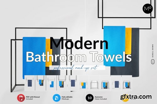 CreativeMarket - Modern Bathroom Towels Mock-ups 6001209
