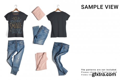 CreativeMarket - Women's T-Shirt and Jeans Mockup Set 6509992