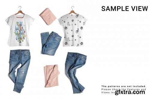 CreativeMarket - Women's T-Shirt and Jeans Mockup Set 6509992