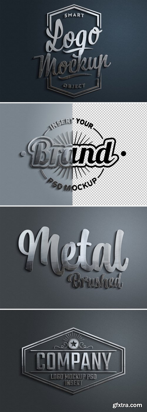 3D Metal Brushed Logo Mockup with Shadows 461350652