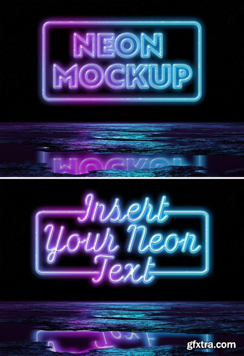 Neon Sign Text Effect Reflecting in Wet Ground Mockup