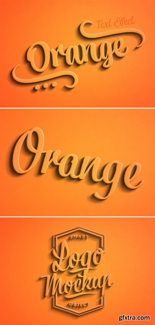 Orange 3D Text Effect with Shadow Mockup