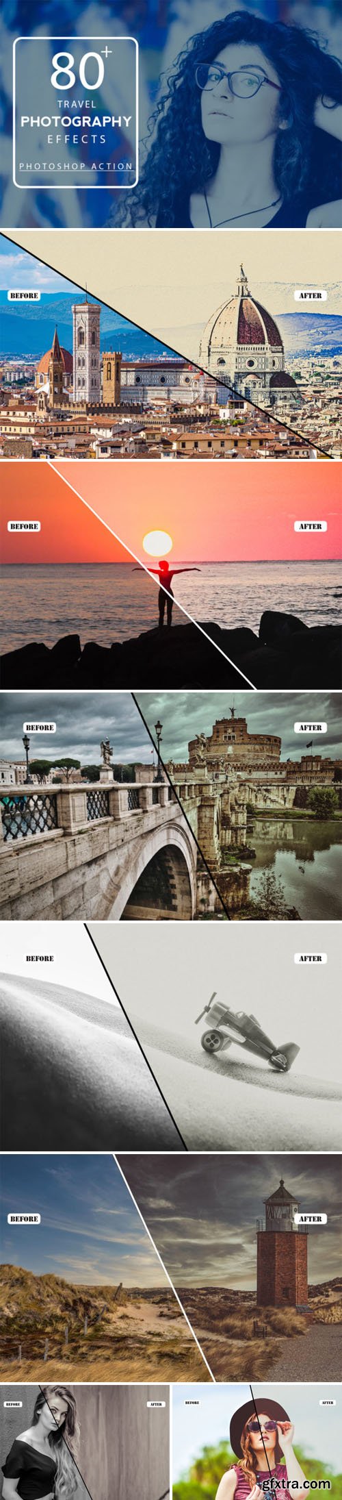 80+ Travel Photography Effects- Photoshop Action Bundle