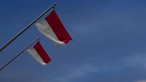 Videohive - Monaco Flags In The Blue Sky - 4K - 34522689 - 34522689