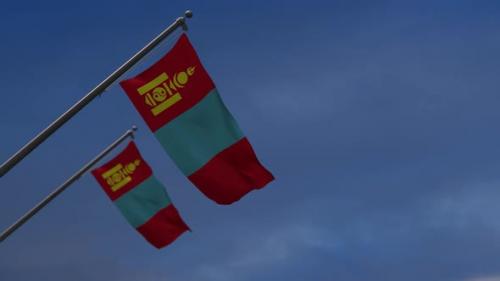 Videohive - Mongolia Flags In The Blue Sky - 2K - 34522693 - 34522693