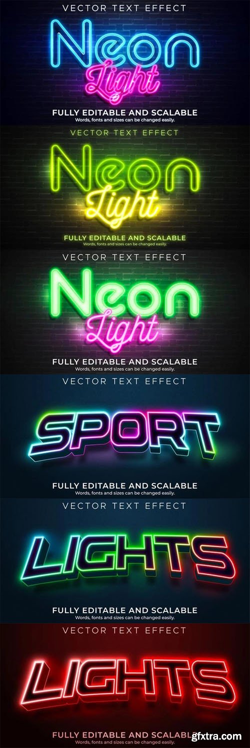 Creative Neon Light Text Effect with Glowing Vector Styles Creative Neon Light Text Effect with Glowing Vector Styles