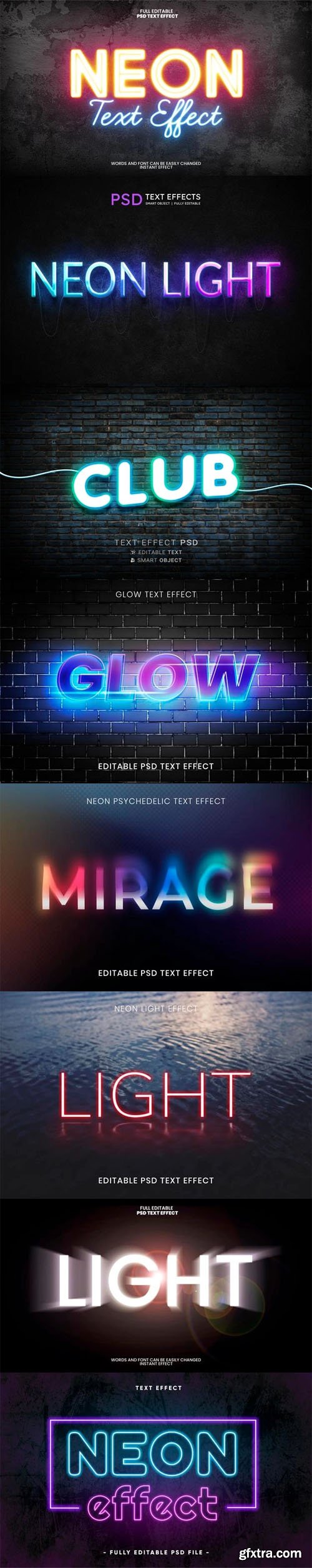 Creative Neon Light Text Effects with Glowing PSD Styles Creative Neon Light Text Effects with Glowing PSD Styles