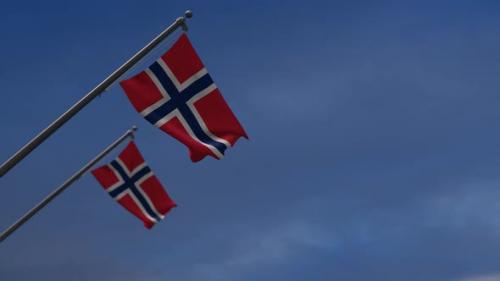 Videohive - Norway Flags In The Blue Sky - 2K - 34538377 - 34538377