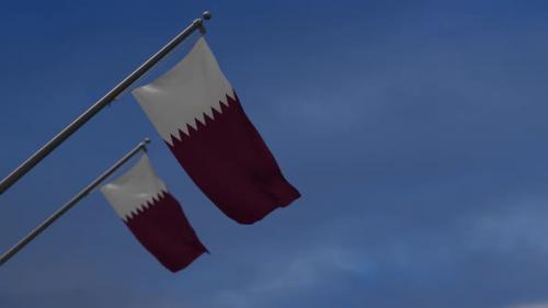 Videohive - Qatar Flags In The Blue Sky - 2K - 34546671 - 34546671