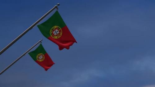 Videohive - Portugal Flags In The Blue Sky - 2K - 34546677 - 34546677