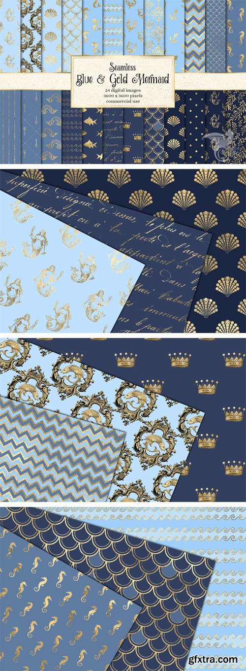25 Blue and Gold Sea Textures Pack