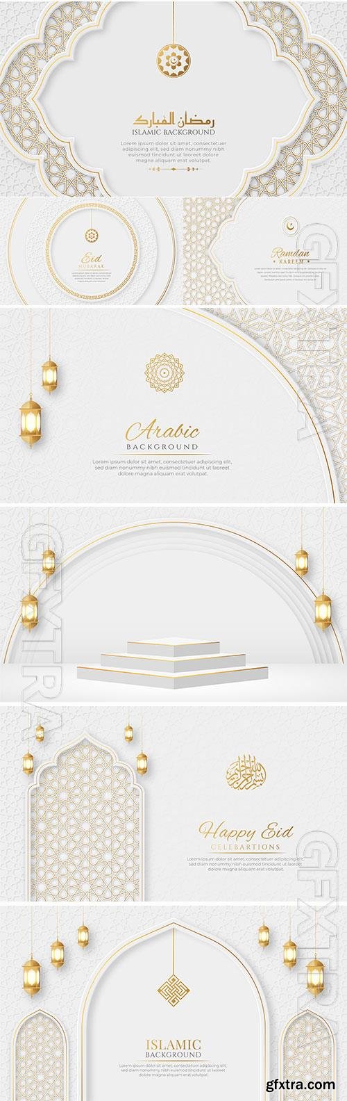 Islamic arabic luxury ornamental banner with golden pattern