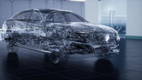 Videohive - Transparent Car with Engine in Laboratory - 34611778 - 34611778