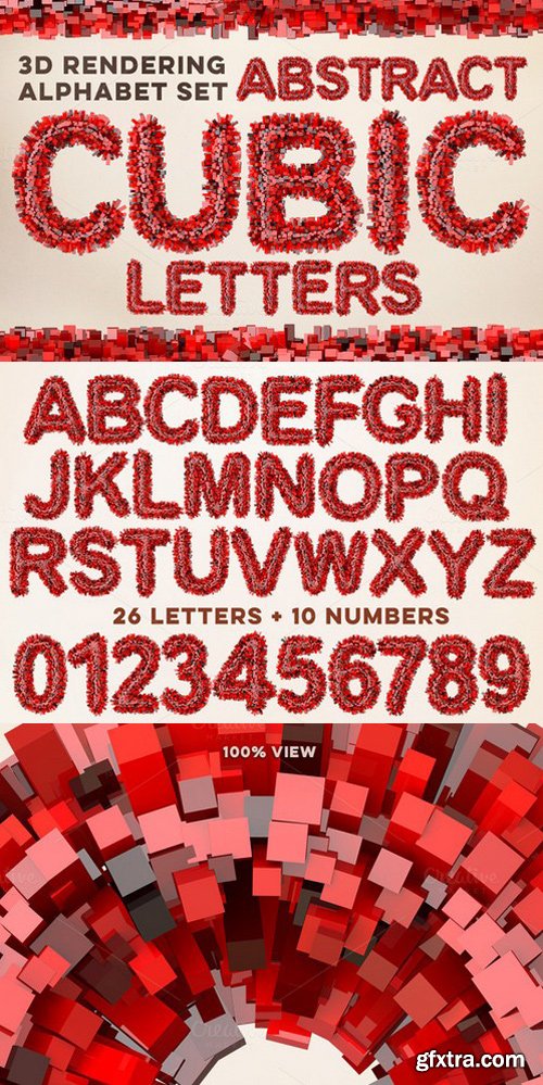 3D Cubic Red Letters Pack